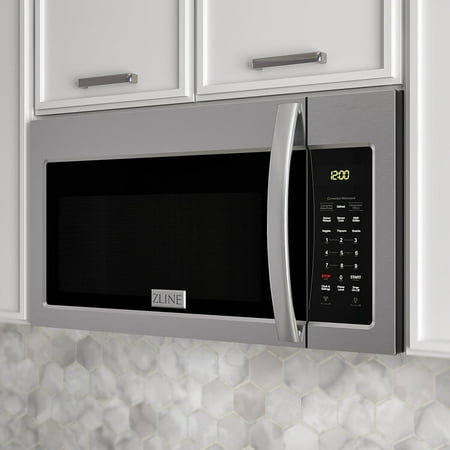 ZLINE Over the Range Convection Microwave Oven in Black Stainless Steel with Modern Handle and Sensor Cooking - Black