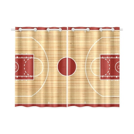 MKHERT Basketball Court Floor Plan Window Curtains Kitchen Curtain Room Bedroom Drapes Curtains 26x39 inch, 2 (Best Floor Covering For Kitchen)