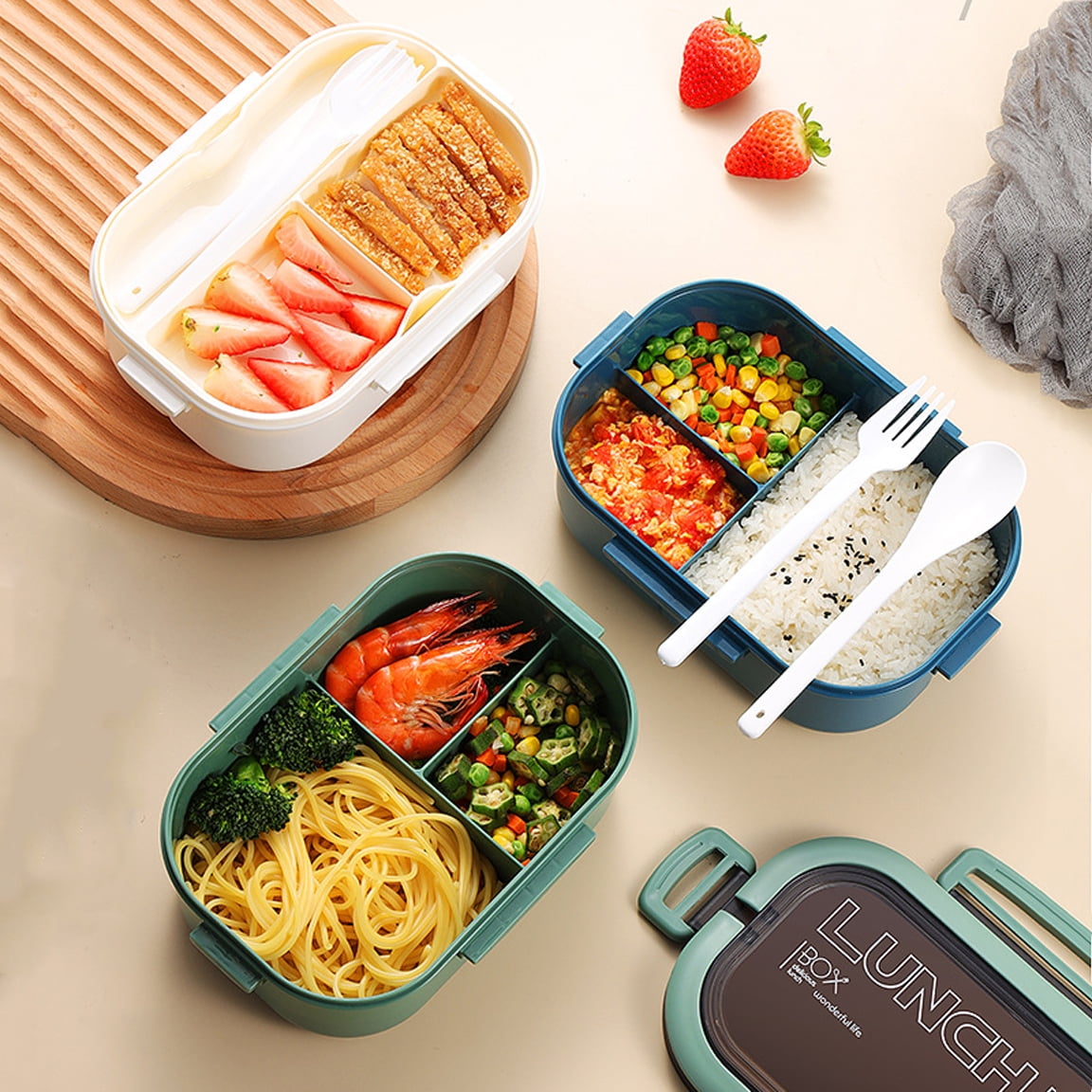 Vikakiooze 2023 Promotion on sale, Lunch Box Kids,Bento Box Adult Lunch Box,Lunch  Containers For Adults/Kids/Toddler,1600ML-5 Compartment Bento Lunch Box,ilt-In  Reusable Spoon & BPA-Free 