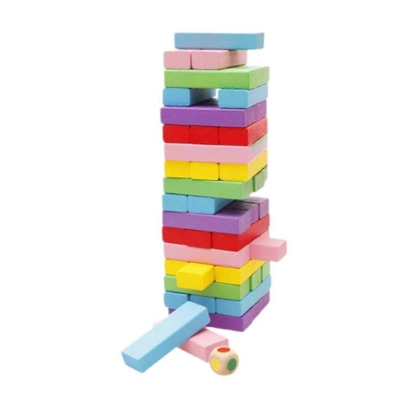 48Pcs Wooden Blocks Stacking Game Board Games for Kids and Families Children
