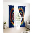 thumbnail image 3 of Colorful Circle Blackout Curtains for Bedroom/Living Room, Thermal Insulated Kitchen Curtains, Rainbow Modern Farmhouse Stripes Grommet Darkening Window Treatment Drapes 42"x63"x2, 3 of 8
