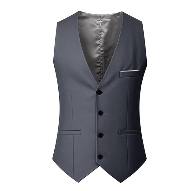Ceisia Men's Slim V-Neck Single-Breasted Suit Sleeveless Polyester Vest Gift