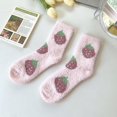 thumbnail image 2 of Womens Fuzzy Socks Fleece Fluffy Cabin Plush Warm Sleep Soft Cozy Winter Adult Socks Fruit Pattern, 2 of 2