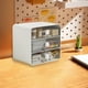 thumbnail image 4 of Organizador de escritorio con cajones | Almacenamiento de plástico para papelería y cosméticos para estudiantes | Dos tamaños: blanco y rosa | Organizador de escritorio compacto multicapa para, 4 of 6