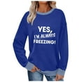 thumbnail image 2 of Uootdi Womens Cute Print Daily Long Sleeve Shirts Round Neck Letter Graphic Sweatshirt Pullover Relaxed Fit Pullover Fall Clothes Gift, 2 of 6