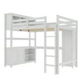 thumbnail image 5 of Eyisean Queen Modern Loft Bed with Desk, Space Saving Bed Frame with Storage Cabinet, Wardrobe & Built-in Ladder, Wood Loft Beds Frames for Teens, Adults, Bedroom, No Need Box Spring, 5 of 12