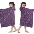 thumbnail image 4 of Purple Sun Moon Triangle Pattern Hooded Bath Towel，50"x30" for Ages 3 To 12 Kids, Quick Dry Lightweight Soft Microfiber Hood Beach Towel Cover Up for Kids, 4 of 7