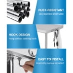 TEQIN Stainless Steel Table Prep & Work Table,NSF Heavy Duty Commercial with Undershelf and Backsplash Prep Worktable for Restaurant Kitchen Home and Hotel