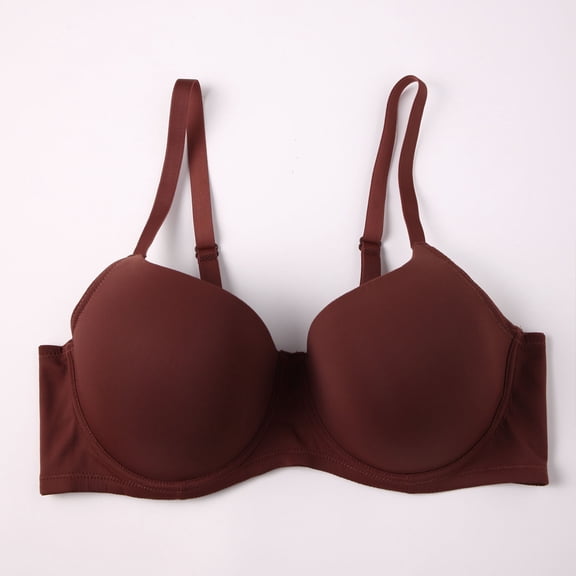 Womens T-Shirt Underwire Bra Push up Bras Full Cover Wireless Supportive Everyday Bralettes Wine XXL