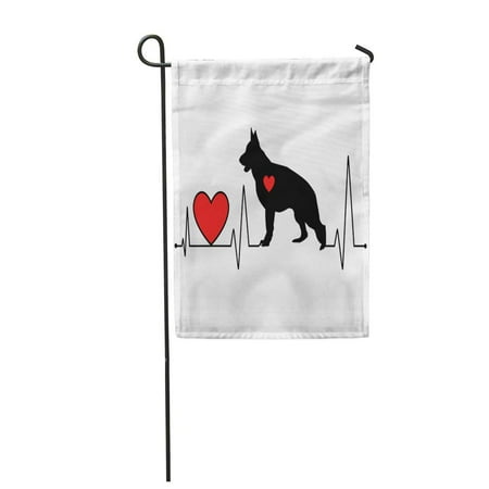 German Flag Heart LADDKE Red German Shepherd Silhouette Heartbeat Line for Cutting Vinyl Garden Flag Decorative Flag House Banner 12x18 inch ()