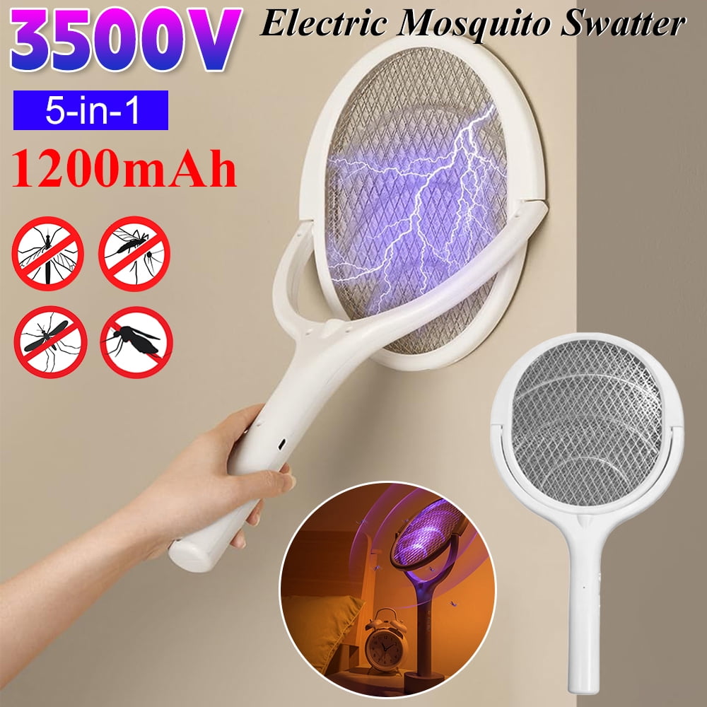 Electric Fly Swatter Rechargeable Electric Shock Mosquito Killer Anti Mosquito Racket Repellent Bug Zapper Flying Insect Trap