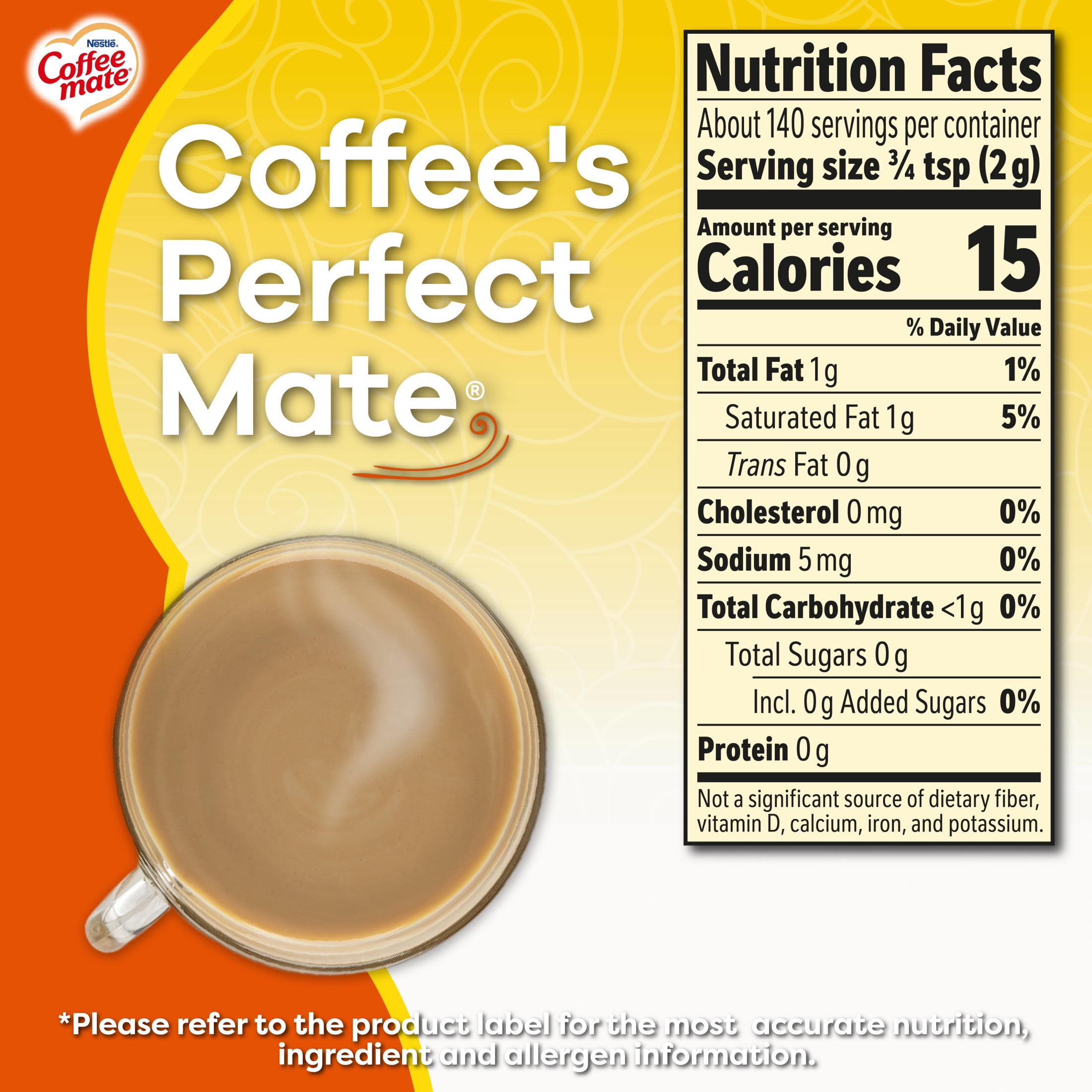 Coffee mate Hazelnut Zero Sugar Powder Coffee Creamer, 10.2 oz