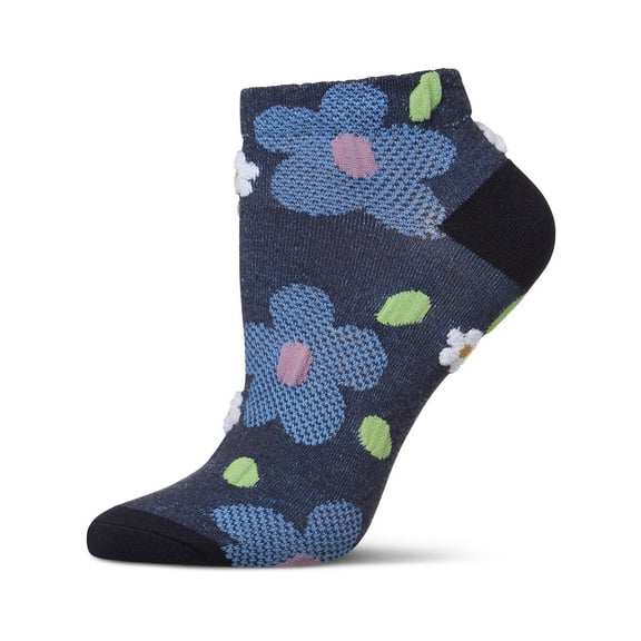 MeMoi Women's Daisy Dimensional Shortie Socks - Womens - Female, 9-11, Blue