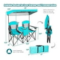 thumbnail image 4 of Folding Camping Chair with Canopy & Cooler - Portable Double Sunshade Chair with Cup Holder - Outdoor Beach Chairs for 2 Adults, 4 of 9
