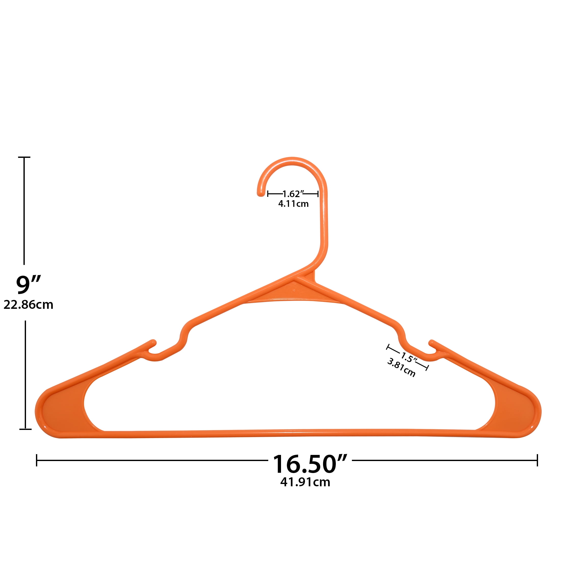 Mainstays Plastic Notched Adult Hangers for Any Clothing Type, Competitive Orange 100 Count