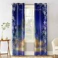 thumbnail image 2 of Hokiten Christmas Blackout Curtains | Light Blocking Print Window Curtains, Snowflake Xmas Tree Blue Purple Thermal Insulated Window Drapes for Living Room Kitchen Cafe (2 Panels, 84"W x 84"L), 2 of 7