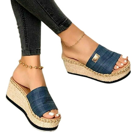 

Women Wedges Platform Sandal Open Toe Thick Soft Sole Summer Beach Slippers Shoes New