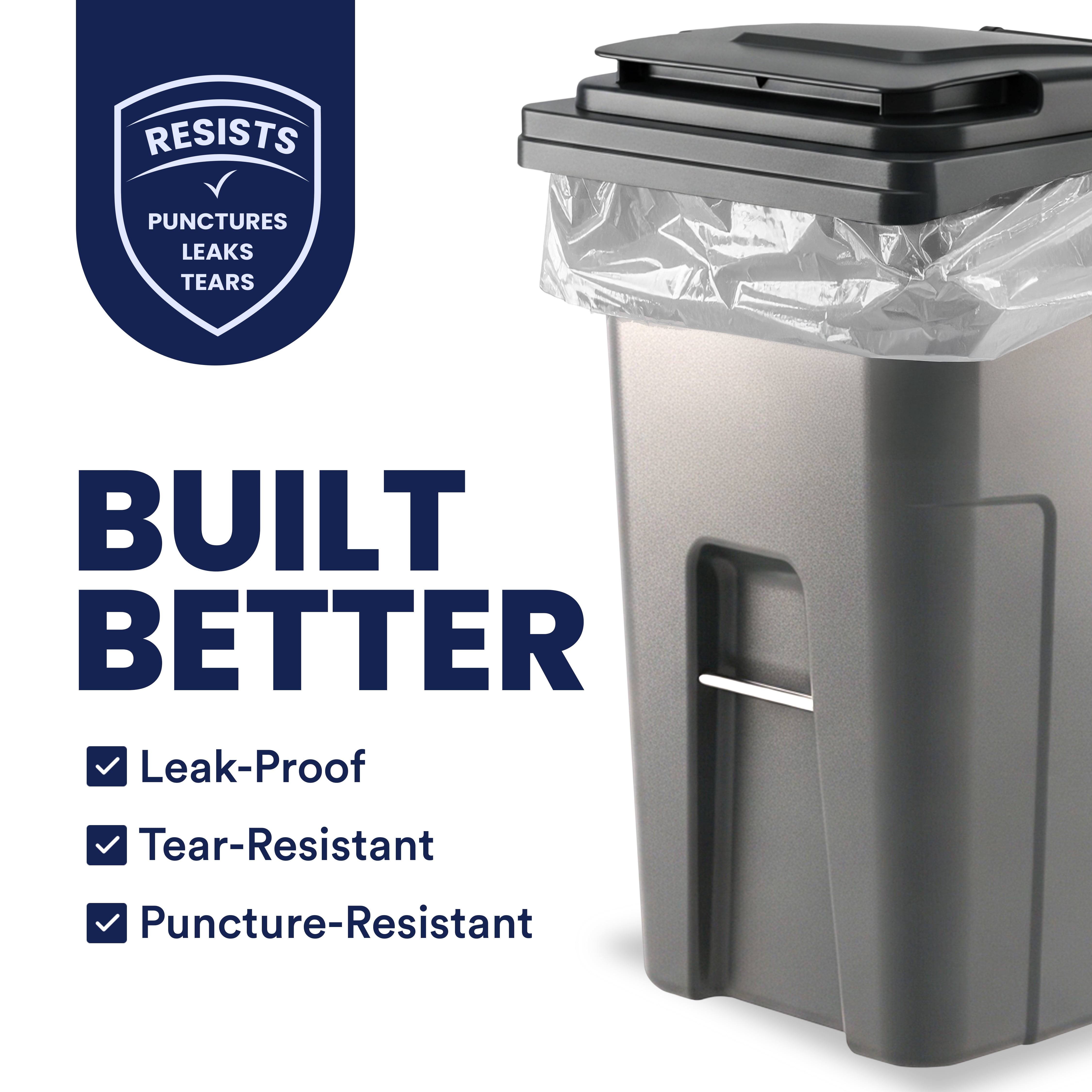 Plasticplace 95-96 Gallon Garbage Can Liners 1.5 Mil Clear Heavy Duty Trash Bags, 61 x 68”, 50 Count