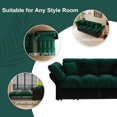 thumbnail image 4 of 74.8" Queen Convertible Pull Out Sofa Bed, 3-in-1 Sleeper Sofa with Pillows, Velvet Loveseat Bed for Living Room, Bedroom, Apartment, Office, Green, 4 of 9