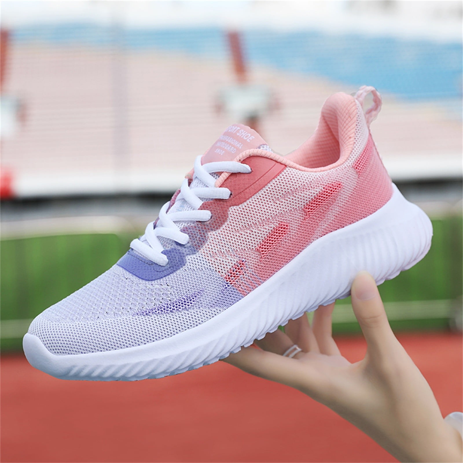 Dressy Sneakers for Women Fashion Summer Women Sneakers Mesh Hollow Breathable Comfortable Lightweight Lace Up Gradient Color Female Womens Sneakers