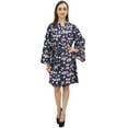 thumbnail image 2 of Bimba Robe Kimono de Demoiselle d'Honneur à Manches Longues Imprimée Florale Blanche pour Femmes - 26, 2 of 5