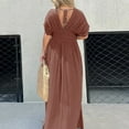 thumbnail image 2 of Women Dresses Summer Slit V Neck Maxi Long Effortless Maxi Long Slit Lightweight Spring Beach Vacation Sundress, 2 of 7