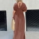 thumbnail image 5 of Vestido largo sexy con abertura y cuello en V para mujer: tejido ligero y fluido, corte holgado, adecuado para fiestas, citas y vacaciones, disponible en varias tallas., 5 of 8