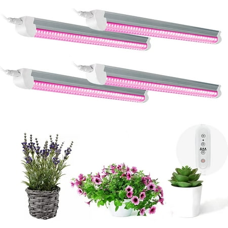 T8 4ft LED Grow Light for Indoor Plants, Red & Blue Spectrum, 40W, 4-Pack