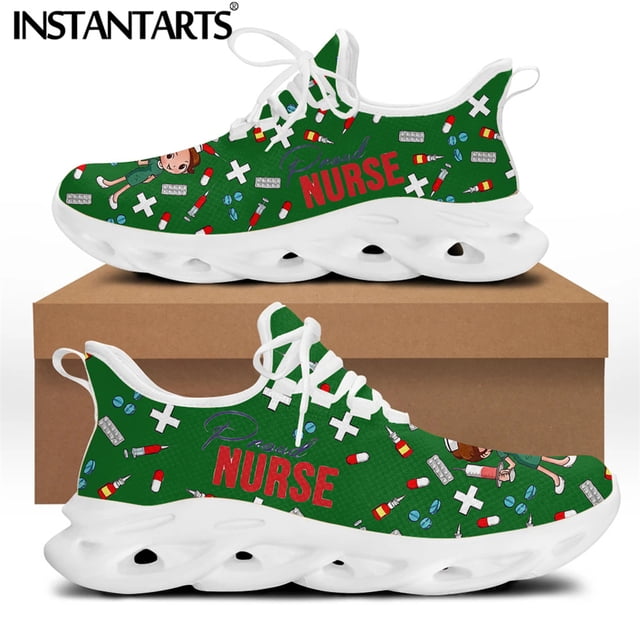 Zapatos de enfermería blancos para mujer, zapatillas planas de malla con bonitos dibujos animados para enfermera, médico y médico