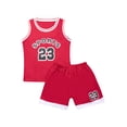 thumbnail image 3 of iixpin Kids Boys Soccer Jersey Outfits Basketball Football Training Suit Tank Vest with Shorts Red 4-5, 3 of 7