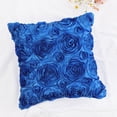 thumbnail image 7 of PiccoCasa 3D Satin Rose Flower Throw Pillow Cover Shells,Pure Cushion Covers for Couch Sofa,16" x 16" Royal Blue, 7 of 7