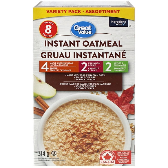 Great Value Variety Pack Instant Oatmeal, 8 packets