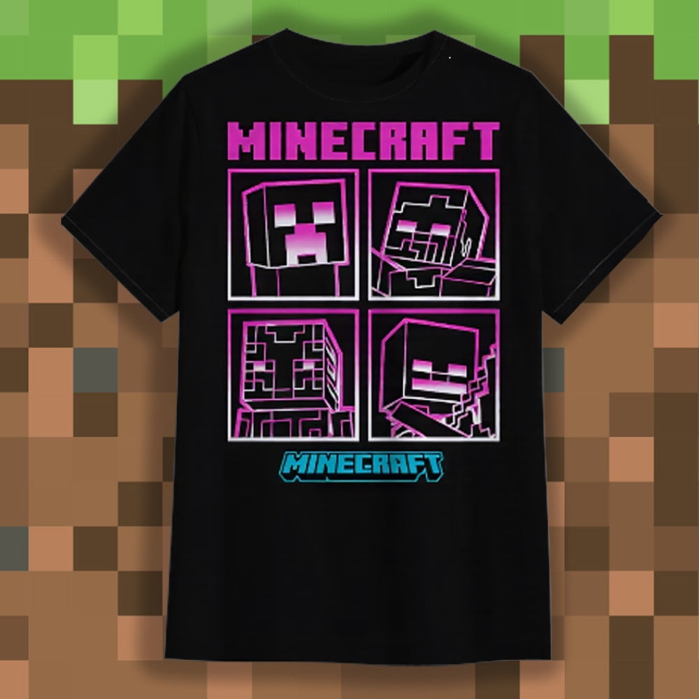 Minecraft Boy's Short Sleeve T-Shirt 4-Pack - Creeper, Skeleton, Zombie Graphic Tee Set for Kids (Sizes 4-16)