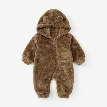 

Boys Girls Long Sleeve Fleece Jumpsuit For Babys Clothes Solid Colours
