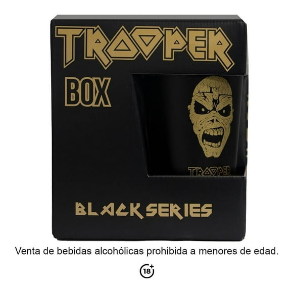 Cerveza clara Trooper black series 3 latas de 500 ml c/u + 1 vaso