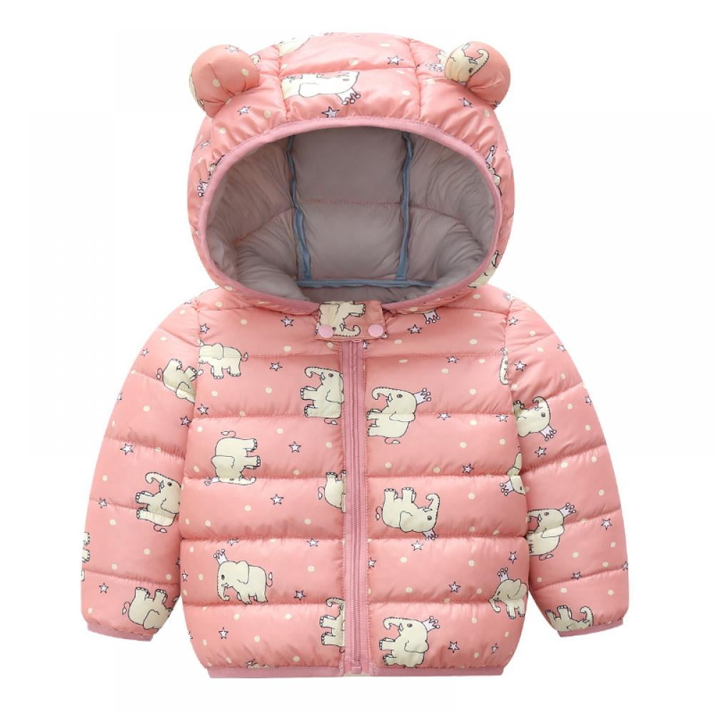 Kids Newborn Girl Warm Winter Outerwear Hooded Coat Cotton Jacket Infant Clothes 