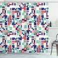 thumbnail image 1 of Ambesonne Mid Century Shower Curtain, Pastel Funky Shapes, 69"Wx70"L, Dark Purple Dark Coral, 1 of 3