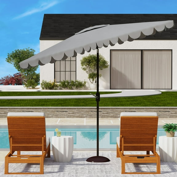 SAFAVIEH Venice 6.5' X 10' Market Crank Patio Umbrella, Grey