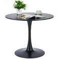 thumbnail image 3 of Bestco 36 Inch Tulip Table with MDF Top and Steel Base, Small Pedestal Table for Dining Room Kitchen Living Room More, Modern Bistro Table Kitchen Table, Black, 3 of 11