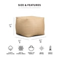 thumbnail image 3 of Big Joe Square Ottoman Weatherproof Bean Bag Footrest, Natural Basket Weave, Breathable Weather Resistant Fabric, 2 feet, 3 of 6