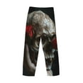 thumbnail image 3 of Vsdgher Realistic Rose Skull Print Mens Pajama Pants Sleep & Lounge Pants, PJ Bottoms With elastic waistb and Pockets, 3 of 5