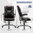 thumbnail image 2 of MALOL Chaise de Bureau Exécutive à Dossier Haut – Chaise de Bureau Ergonomique en Cuir avec Accoudoirs Relevables, Inclinaison Réglable et Conception Pivotante à Roulettes pour la Maison et le Bureau, Brun, 2 of 8
