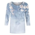 thumbnail image 3 of Hauts à Manches 3/4 pour Femmes Mode T-Shirt Imprimé Mi-Longueur Blouse à Manches 3/4 Col Rond Hauts Décontractés T-Shirts en Coton pour Femmes T-Shirts à Manches 3/4 pour Femmes, 3 of 5