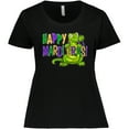 thumbnail image 3 of Inktastic Happy Mardi Gras Cute Alligator with Beads Women's Plus Size T-Shirt, 3 of 5