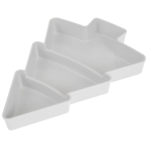STOBOK Christmas Tree Shaped Plastic Fruit Plate White Nuts Storage Tray with 3 Grids