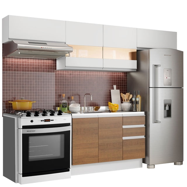 Cocina Integral 280cm Marina Madesa 01 - Blanco/Marrón