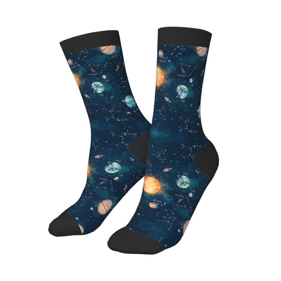 Kids Girls Boys Socks - Solar System And Planets Comfort Breathable Crew Socks for Boys Girls Kids, Soft Athletic Running Socks for Boys Socks 6-10 Years Old