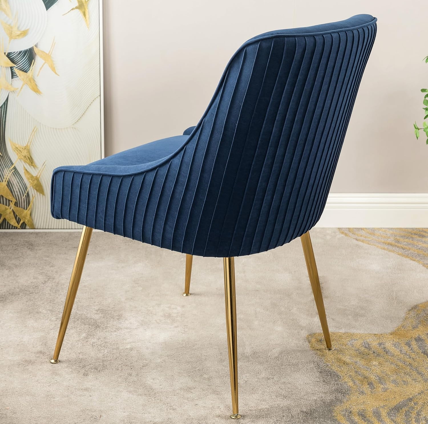 US Pride Furniture Luxury Velvet Chair with Elegant Scoop Back Design Gold Metal Legs and Soft Upholstery Comfortable Seating for Dining Room Kitchenor Office W22.0 x D25.0 x H35.2 Ocean Blue