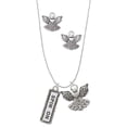 thumbnail image 1 of Delight Jewelry Spin On Silver tone Guardian Angel Charm Necklace and Stud Earrings, 1 of 4