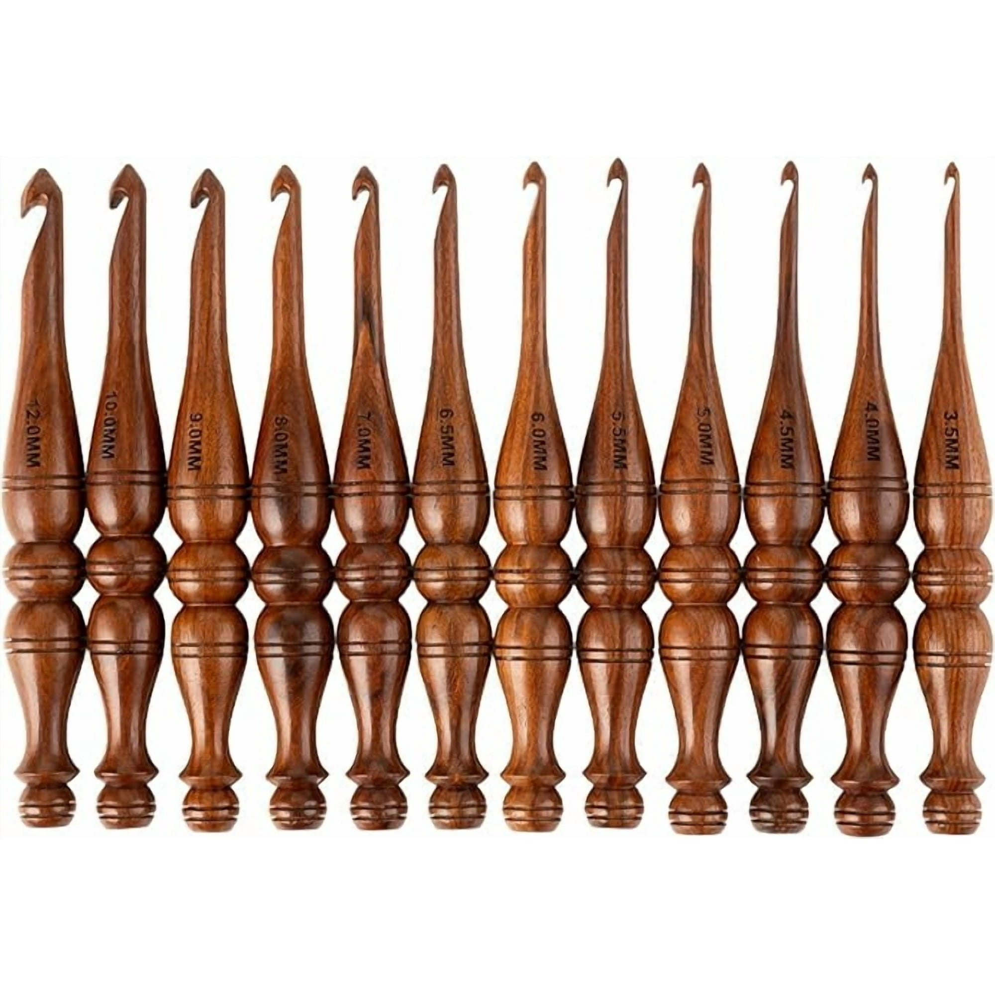 Rosewood Wooden Crochet Hooks Needle Yarn Knitting Yarn Ergonomic Antique Needle Hooks Wood Set Of 13 Hooks Needle With Stand holder